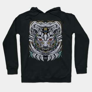 Wolves head illustration with a mecha theme Hoodie